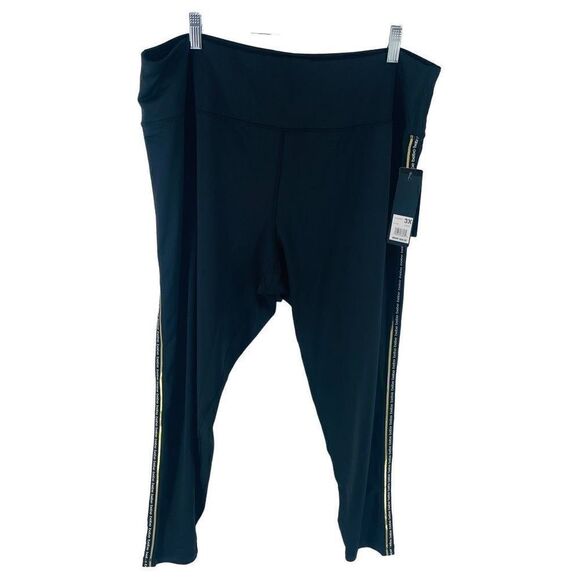 Bebe Sport Women's 4 Way Stretch Leggings NEW NWT Workout Gym Black Gold 3X - Picture 2 of 9